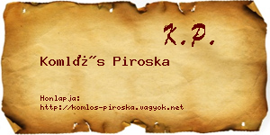 Komlós Piroska névjegykártya